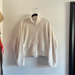 Hollister Cream White Faux Fur Fleece Zip Up Jacket